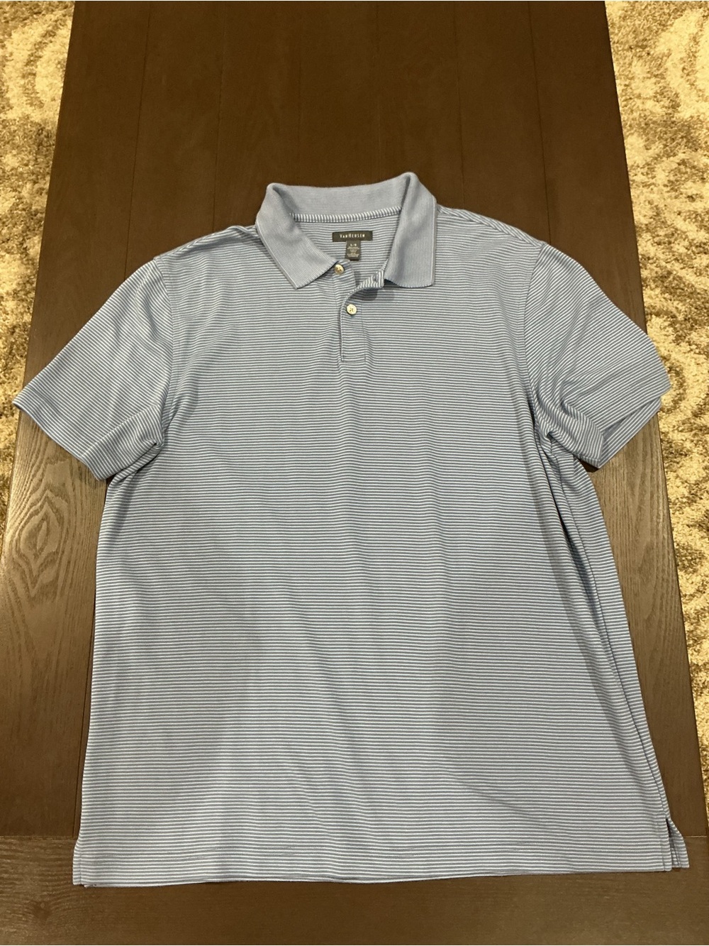 Van Heusen Men's Light Blue Striped Polo Shirt